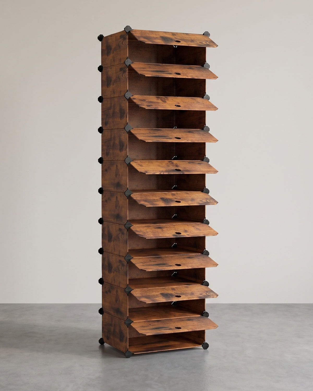 Schoenenkast van Kunststof – 10 Vakken met Klepdeurtjes – Modulair Insteeksysteem – 173 cm