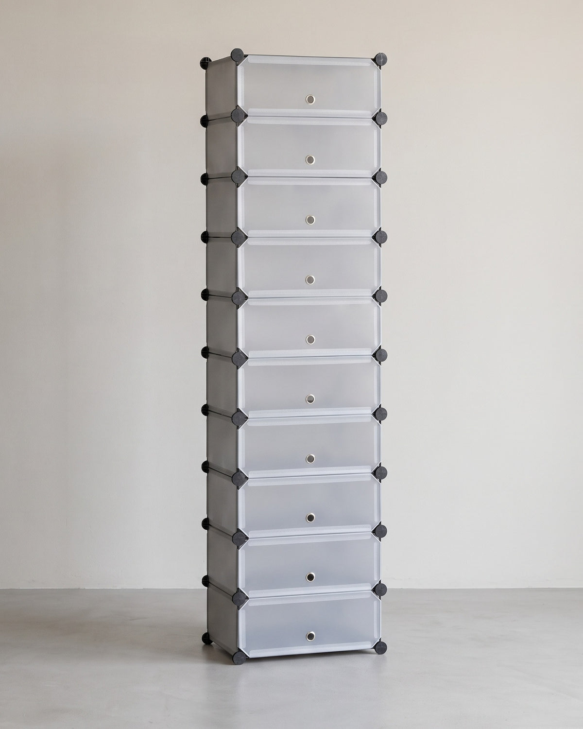 Schoenenkast van Kunststof – 10 Vakken met Klepdeurtjes – Modulair Insteeksysteem – 173 cm