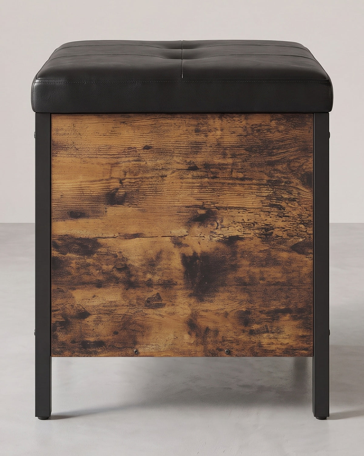Opbergbank met Gecapitonneerde Zitting – Industrieel met Metalen Frame – Tot 90 kg – 80 cm