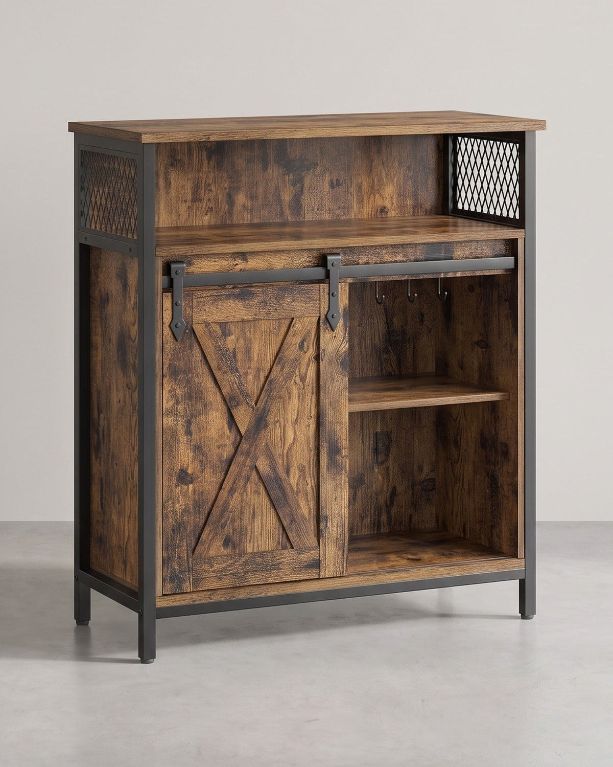 Keukenkast met Schuifdeur – Landelijke Stijl – Open Vak en Binnenplank – 70 x 30 x 80 cm