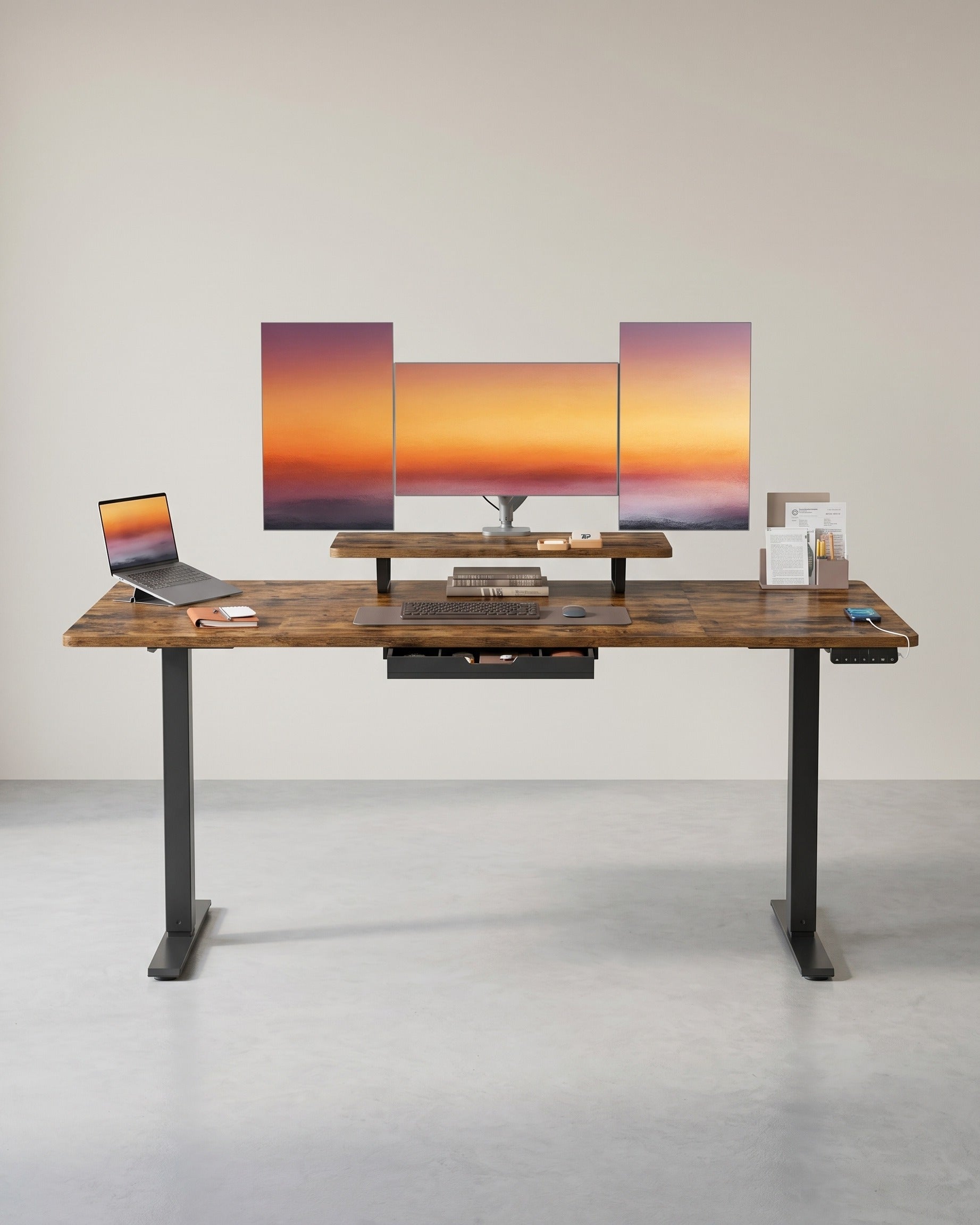 Zit Sta Bureau Elektrisch – Met Monitorstandaard – USB-C – Geheugenfunctie