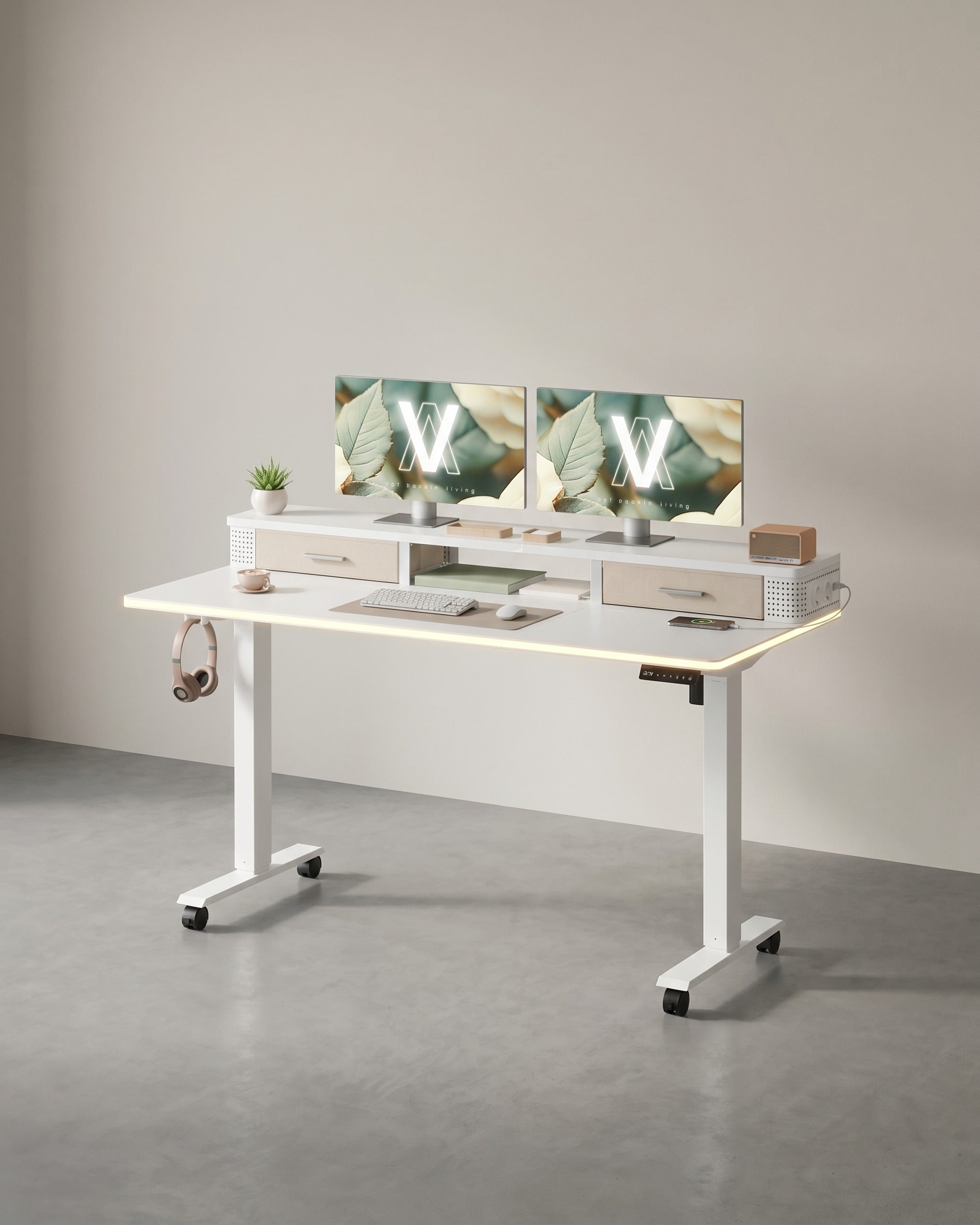 Zit Sta Bureau Elektrisch met LED – Gamebureau – Stopcontact & USB