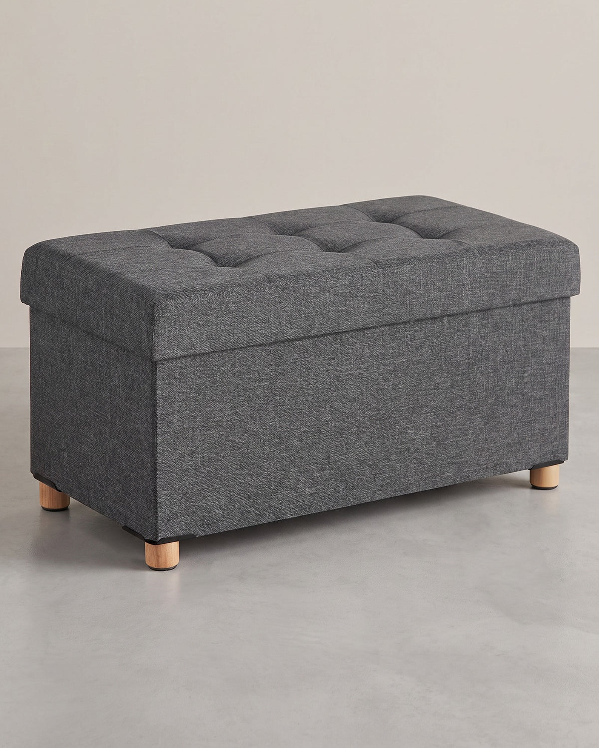 Opbergbank met Houten Pootjes – Opvouwbare Hocker in Linnenlook – Tot 300 kg – 76 of 110 cm