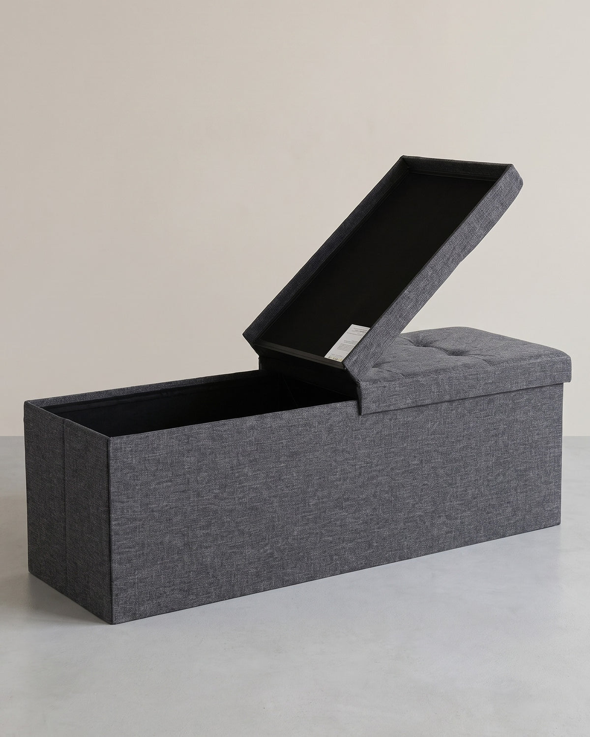 Opbergbank met Klapdeksel – Hocker in Linnenlook – Tot 300 kg – Donkergrijs – 110 cm