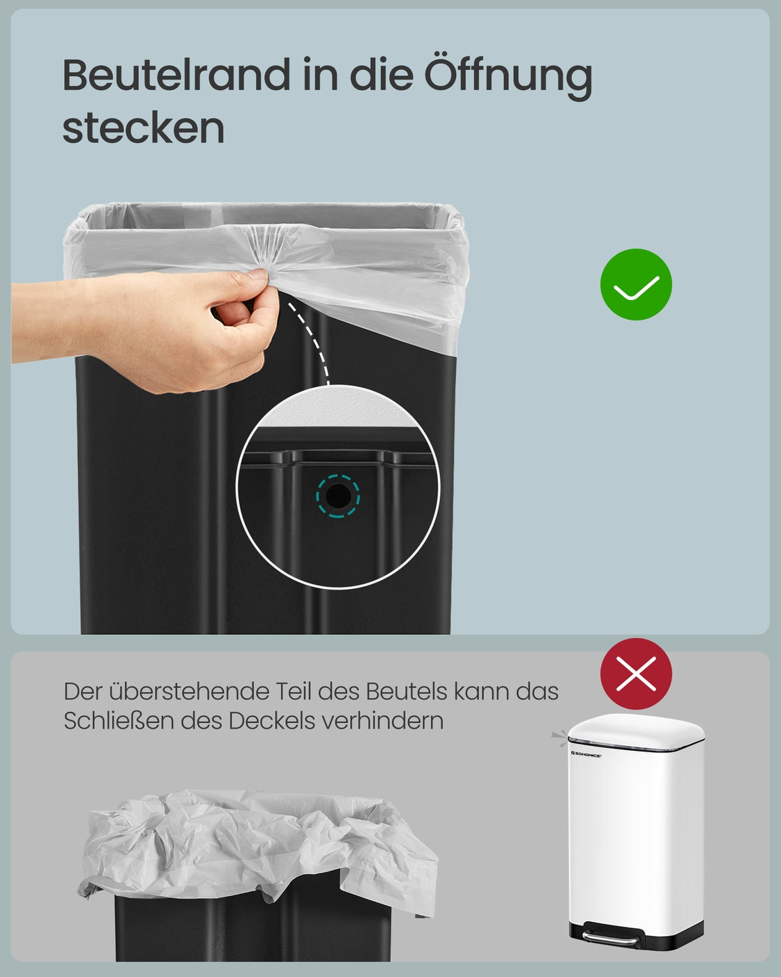 Pedaalemmer 30 Liter – Prullenbak met Softclose-deksel – Uitneembare Binnenemmer – 34 x 25 x 61,5 cm