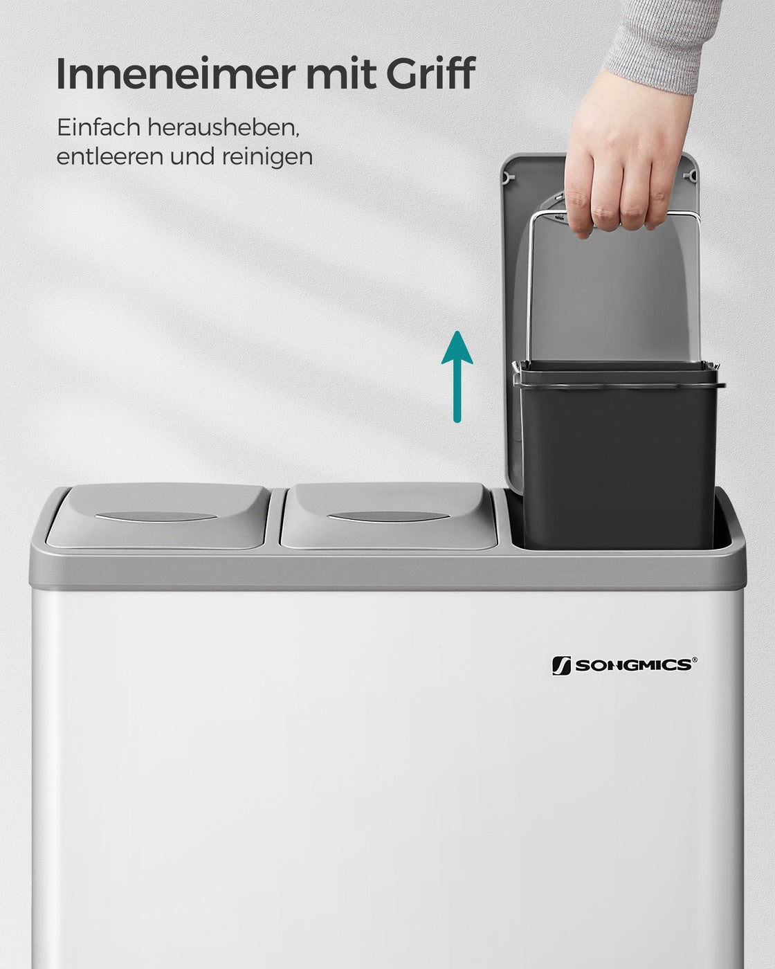 Prullenbak met 3 Vakken – Pedaalemmer voor Afvalscheiding – 3 x 8 Liter – Uitneembare Binnenemmers
