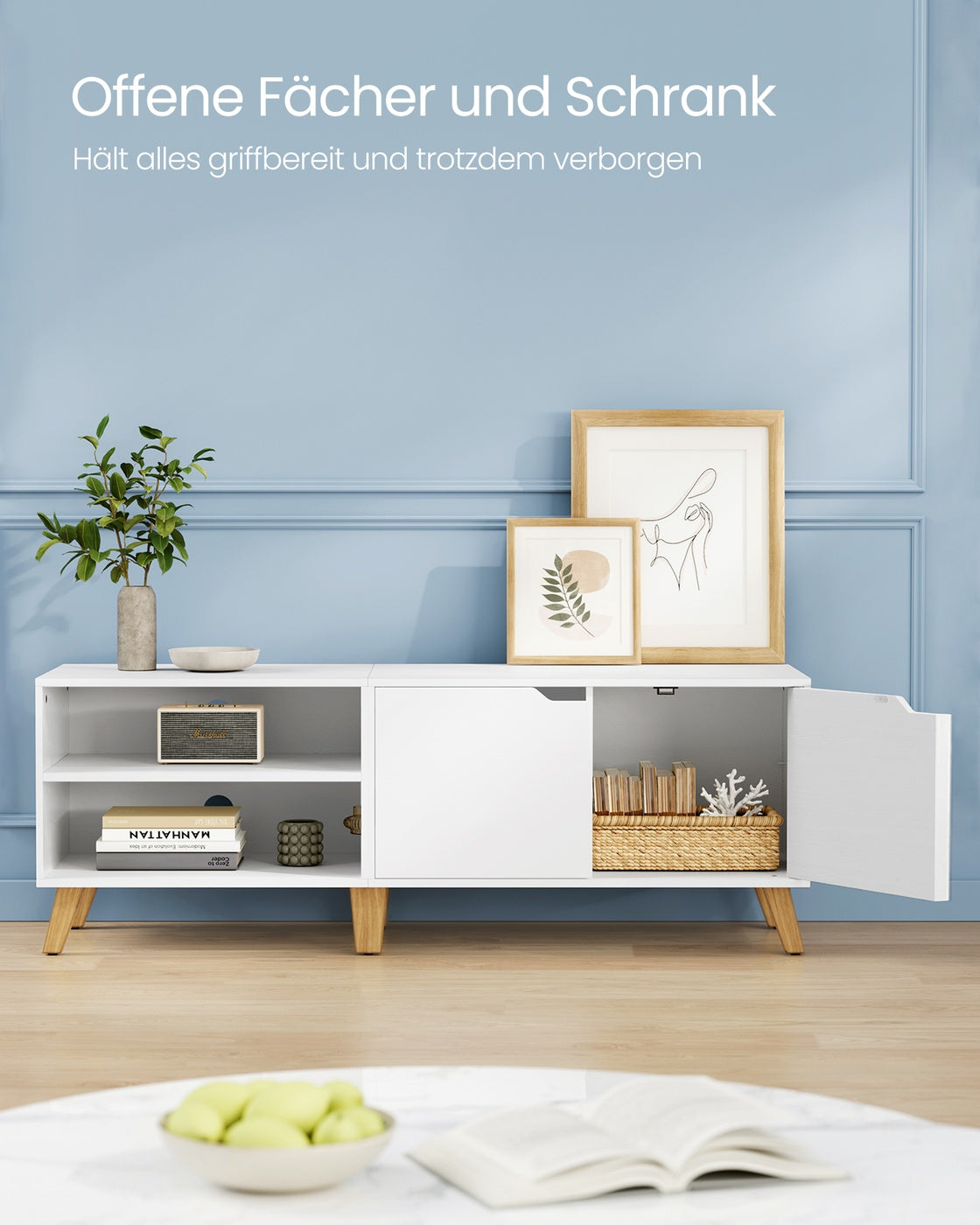 TV-Meubel – 1 of 2 Deuren – 120 of 140 cm Breed – Scandinavisch – met Open Vak