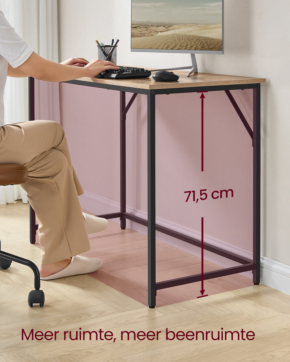 Bureau Industrieel – Houtlook met Stalen Frame – Computerbureau tot 50 kg