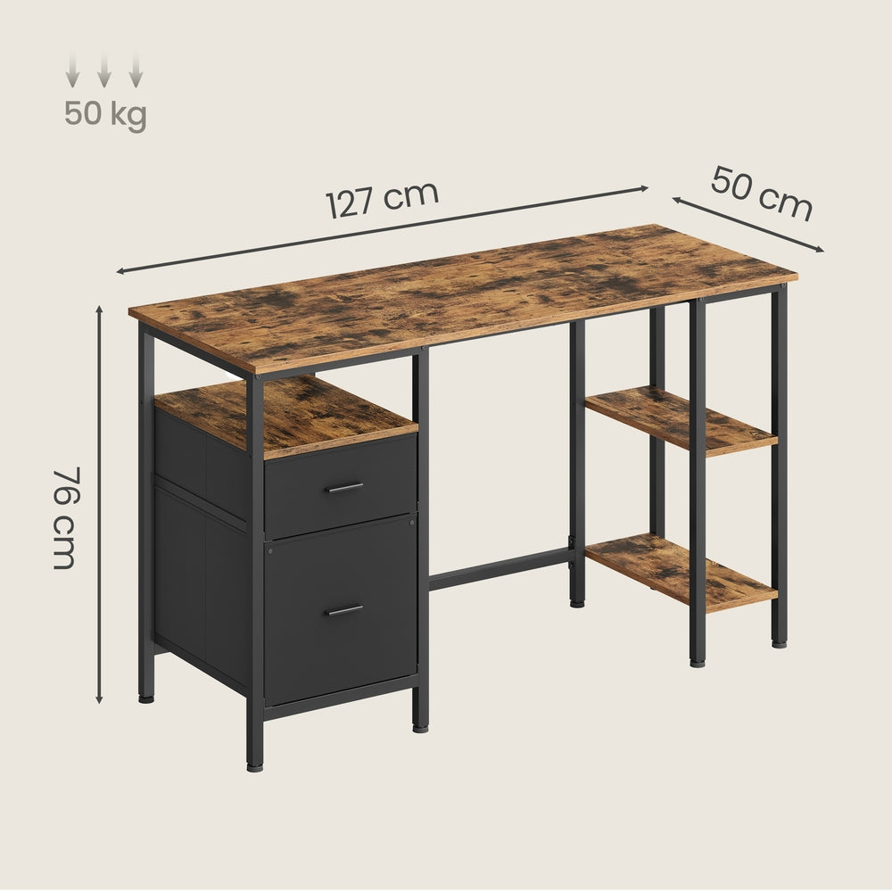 Bureau Vintage – Industrieel Design – Met Laden en Planken – Tot 50 kg