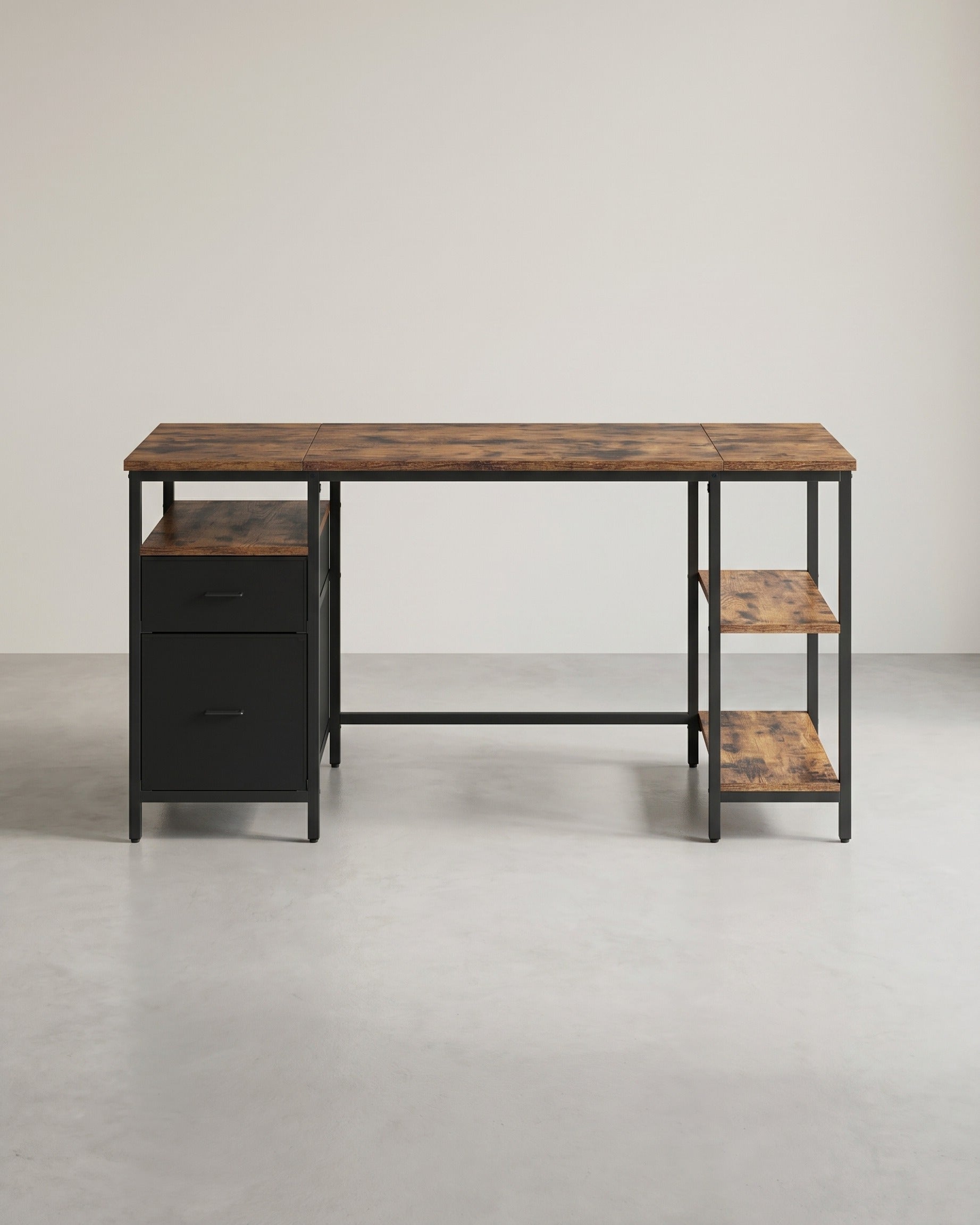 Bureau Vintage – Industrieel Design – Met Laden en Planken – Tot 50 kg