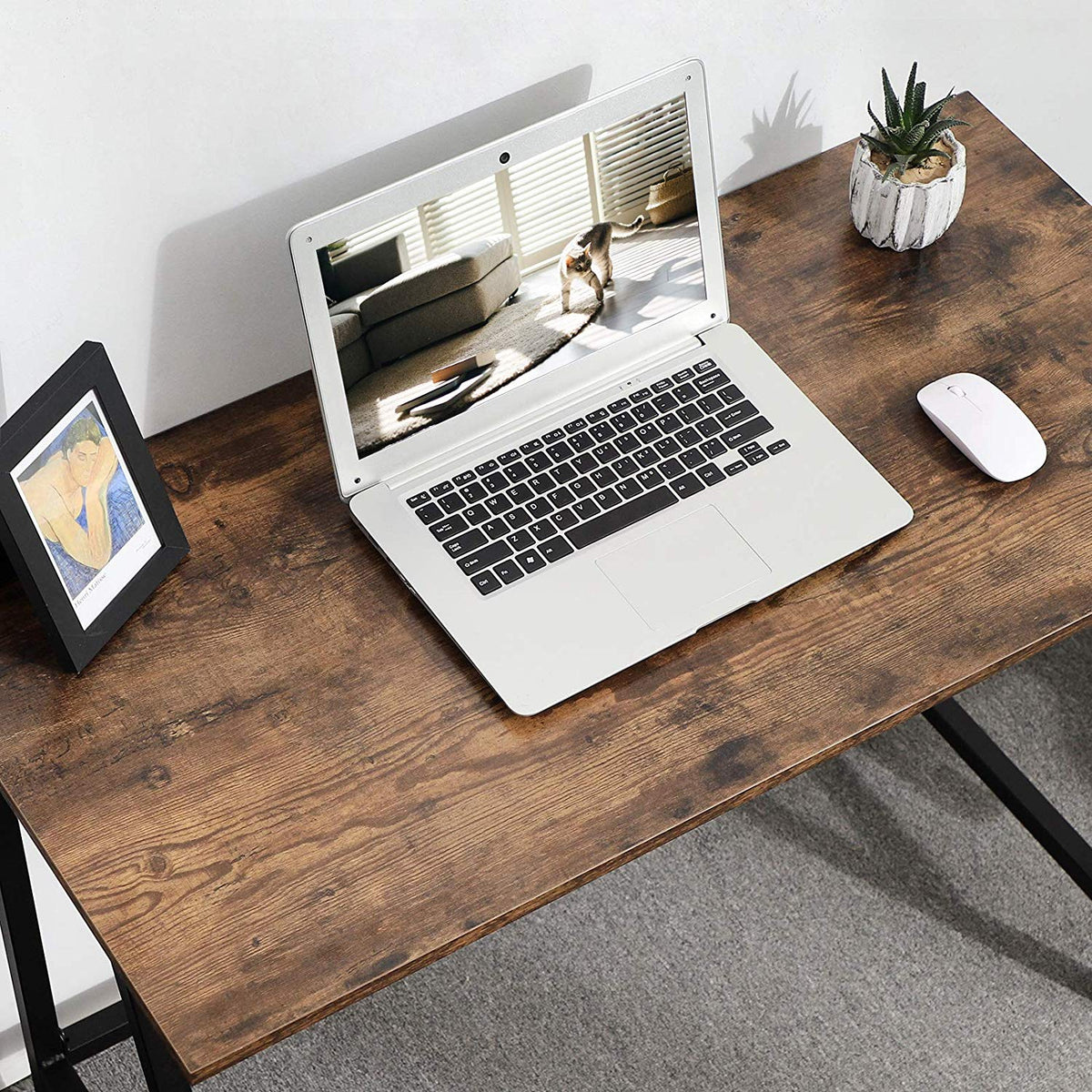 Industrieel Bureau met A-Frame Poten – Compacte Computertafel – Vintage Bruin – 100 x 50 cm