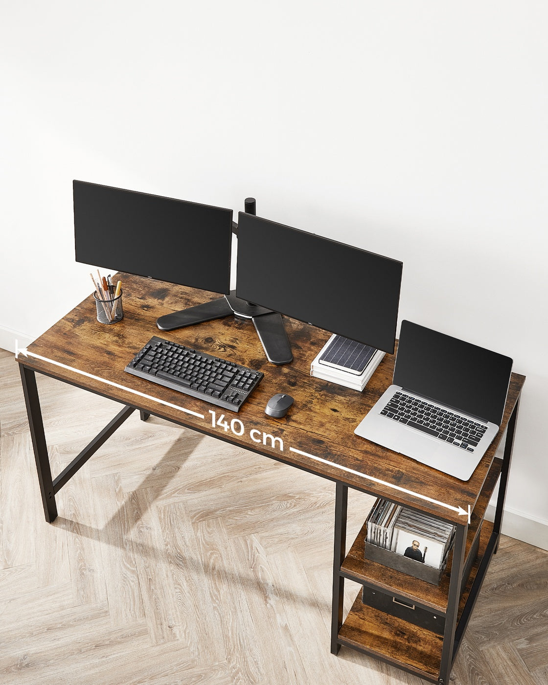 Bureau Industrieel – Computertafel met 2 Legplanken Links of Rechts