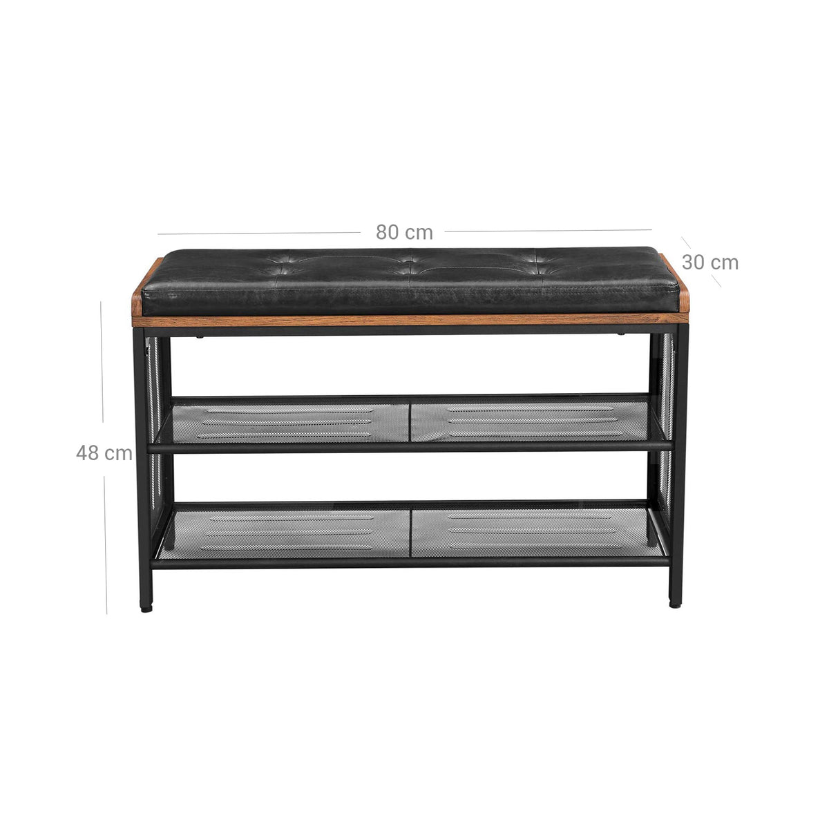 Schoenenbank met Zitkussen – 2 Gaasplanken – Verstelbare Voetjes – Industrieel – 80 cm