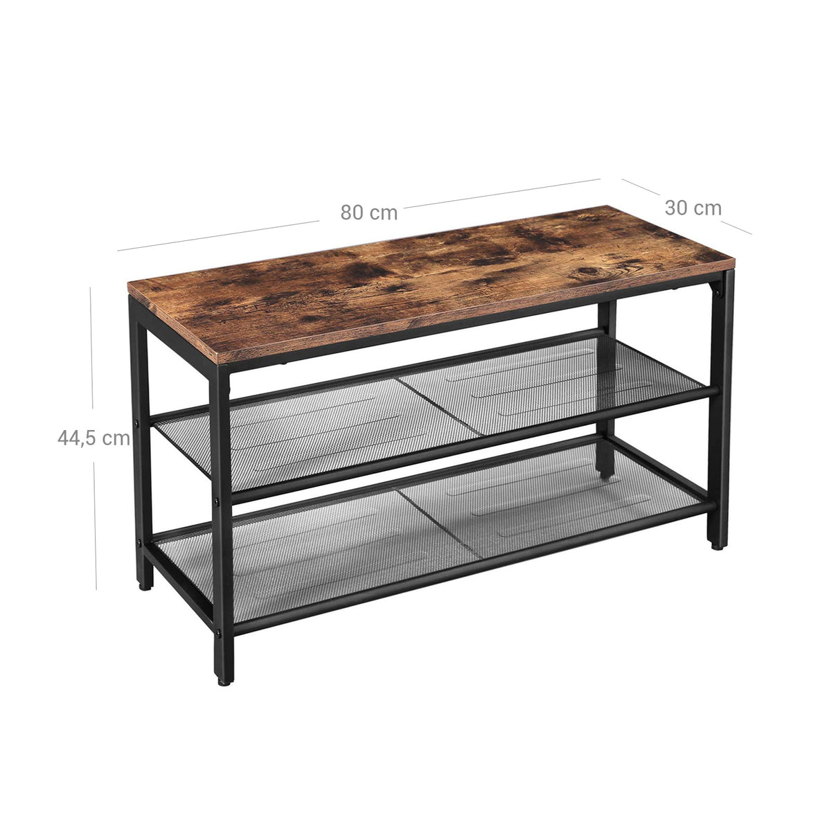 Schoenenbank Industrieel – 2 Gaasplanken – Zitbank tot 90 kg – Vintage Bruin – 80 cm