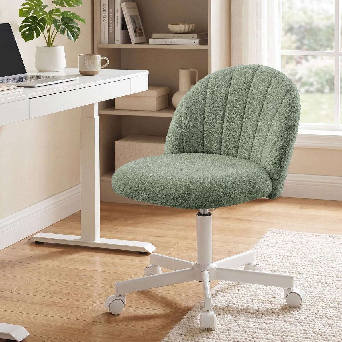 Bureaustoel Compact – Draaistoel met Zachte Bekleding – In Hoogte Verstelbaar – Ergonomische Rugleuning