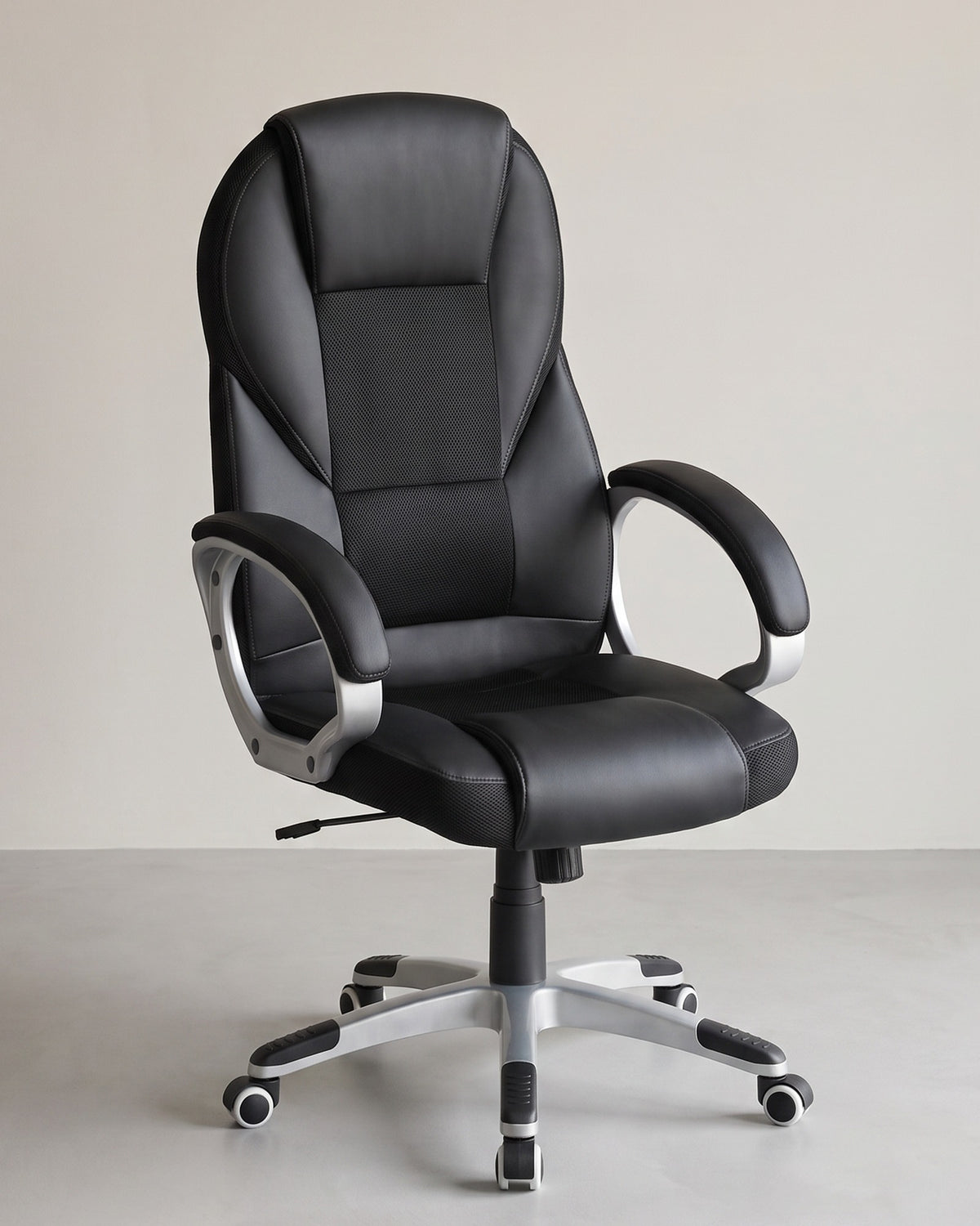 Bureaustoel met Hoge Rugleuning – Directiestoel van Kunstleer – Wipfunctie – Zithoogte 44-54 cm
