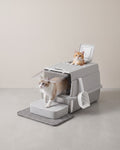 Kattenbak - RVS Met Deksel - 2 Ingangen - Inclusief Schepje En Mat