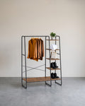 Kledingrek Alles-in-één – Kledingstang + 5 Planken + 6 Haken – tot 220 kg – Garderoberek voor Slaapkamer & Hal