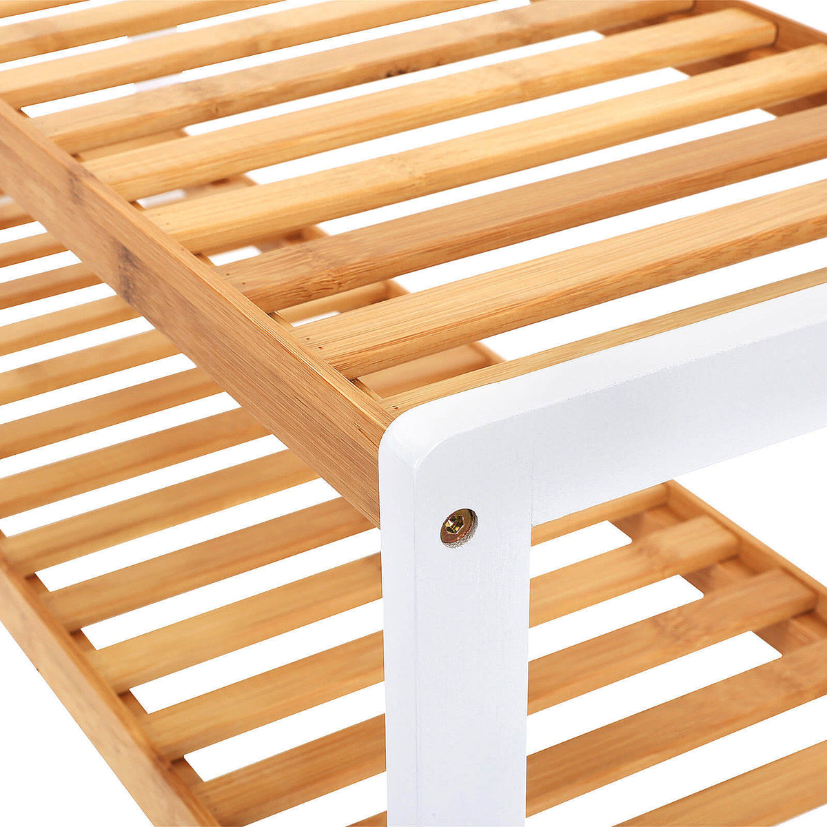 Schoenenrek van Bamboe – 3 Etages – Naturel en Wit – 70 cm