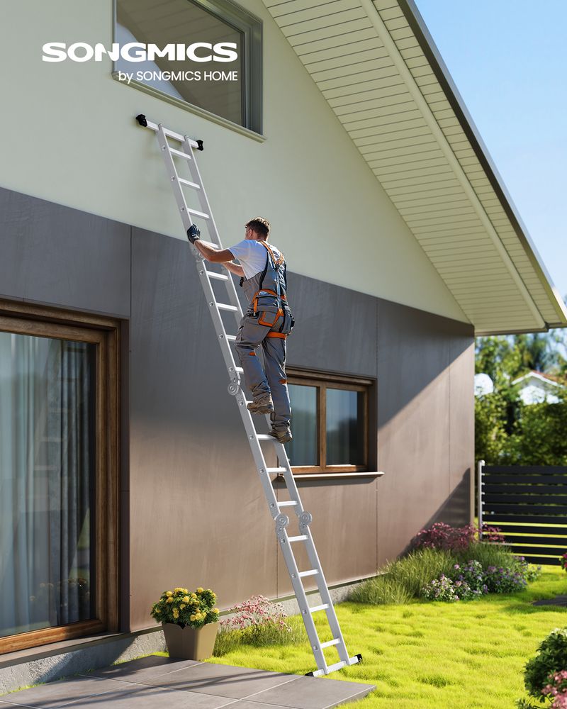 Aluminium Vouwladder - Multifunctionele Ladder - 6 - in - 1 Trapladder - 150 kg Draagvermogen - De Vries Meubels