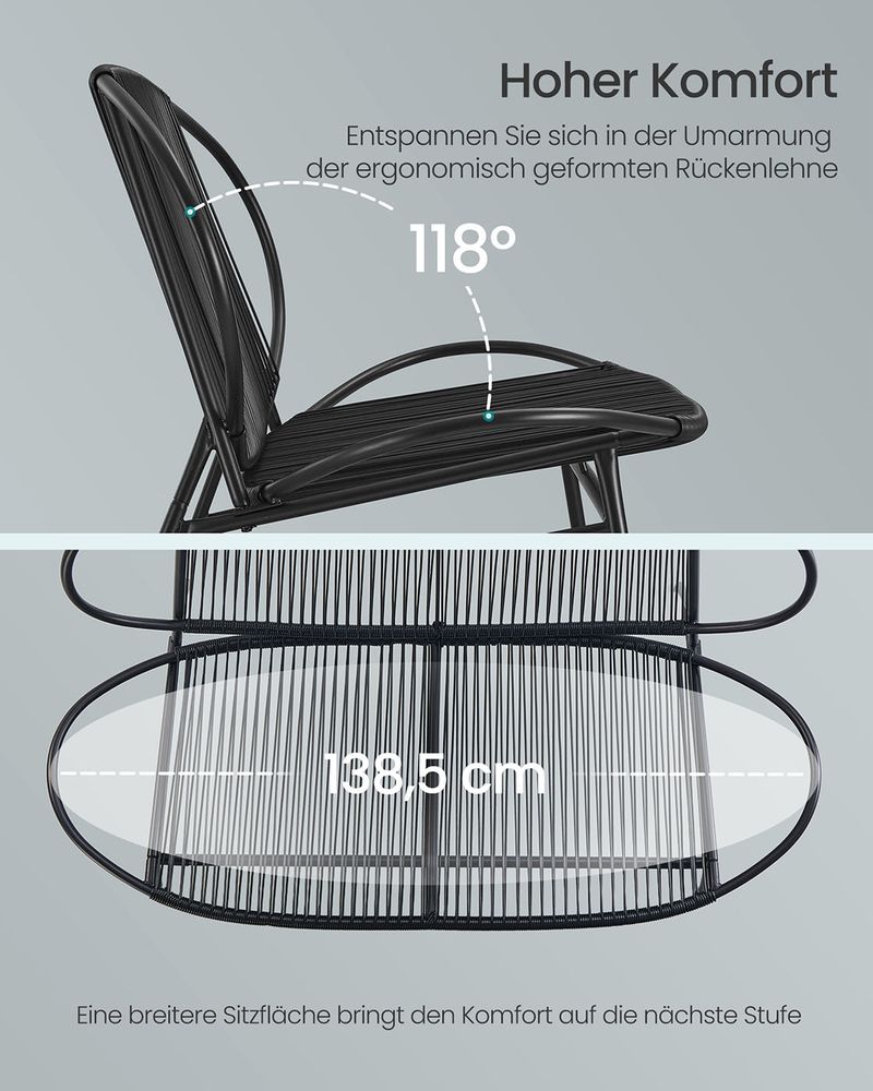 Balkonbank van Rotan - Tuinbank - Zwart - De Vries Meubels