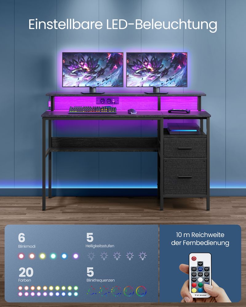 Bureau met LED - Verlichting - Computertafel met USB en Stopcontact - De Vries Meubels