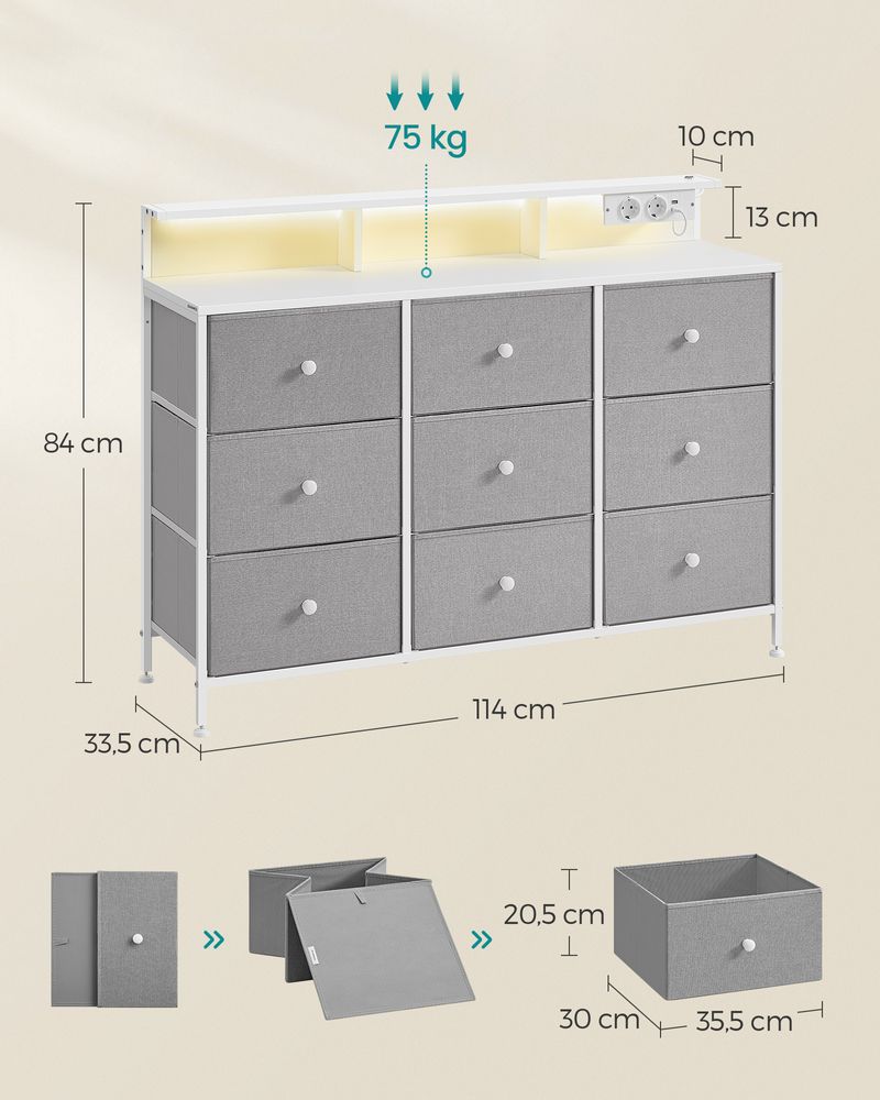Commode met USB & Stopcontact - Ladekast met LED - verlichting - De Vries Meubels