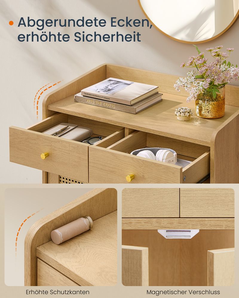 Dressoir - Stijlvolle Opbergkast met Rotan & Massief Houten Poten - De Vries Meubels