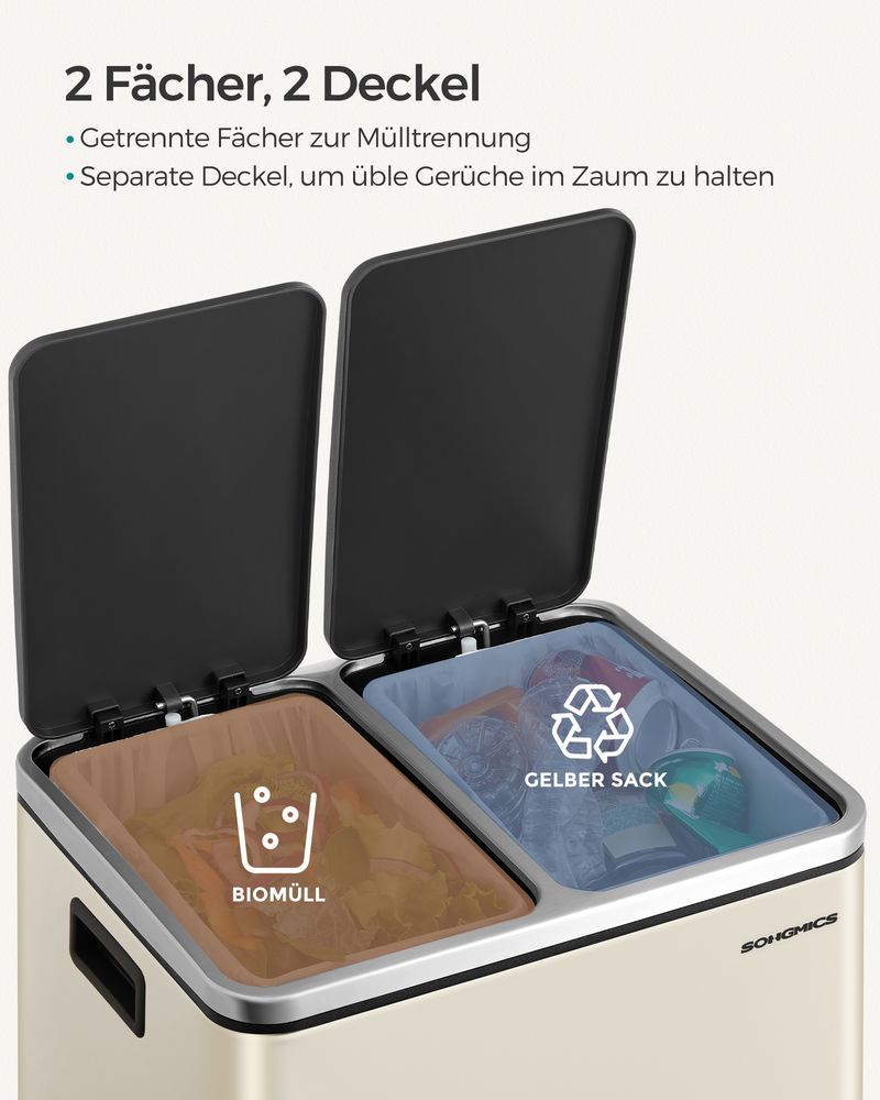 Dubbele Pedaalemmer met Voetpedalen - Prullenbak 30L - De Vries Meubels