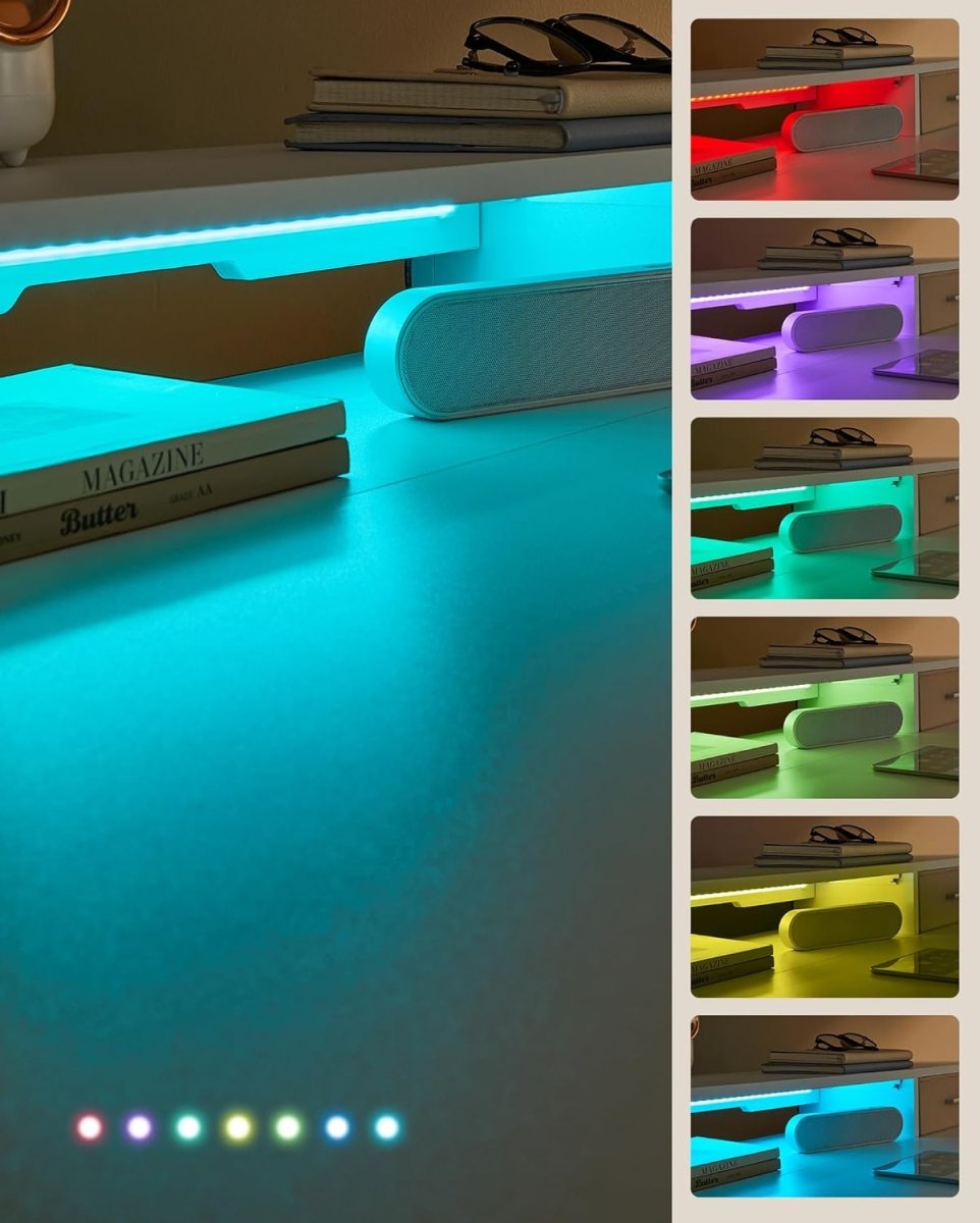 Elektrisch Sta Bureau met LED - Gamebureau - Zit Sta Bureau - In hoogte verstelbaar - De Vries Meubels