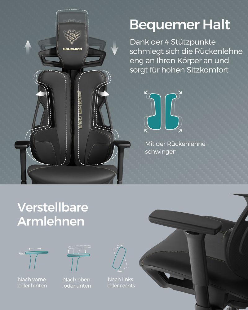 Elite Gaming 2.0 Ergonomische Gamestoel - Compleet Verstelbare Gaming Stoel - Gamingchair - De Vries Meubels