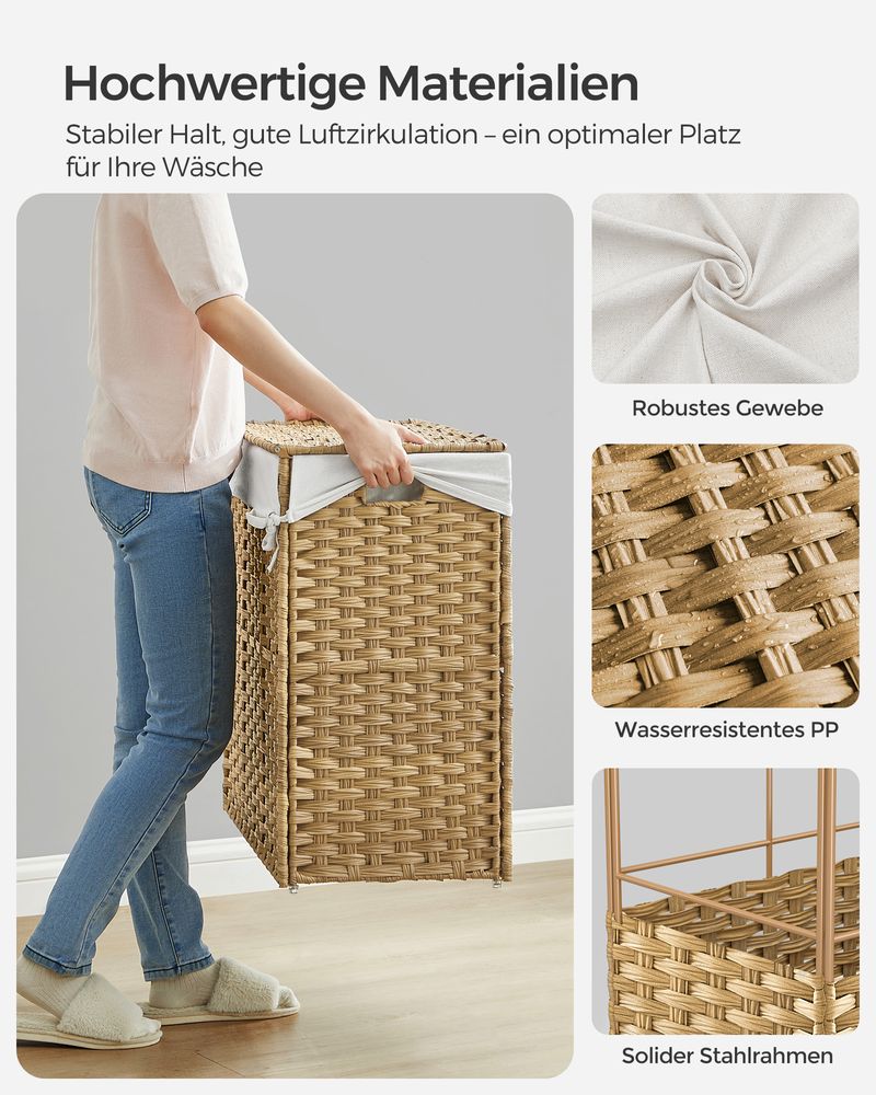 Handgevlochten wasmand - 140 of 160 liter opbergruimte - De Vries Meubels