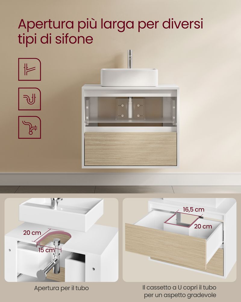 Hangende Wastafelkast - Badkamerkast met 2 Lades - Ruimtebesparend - De Vries Meubels