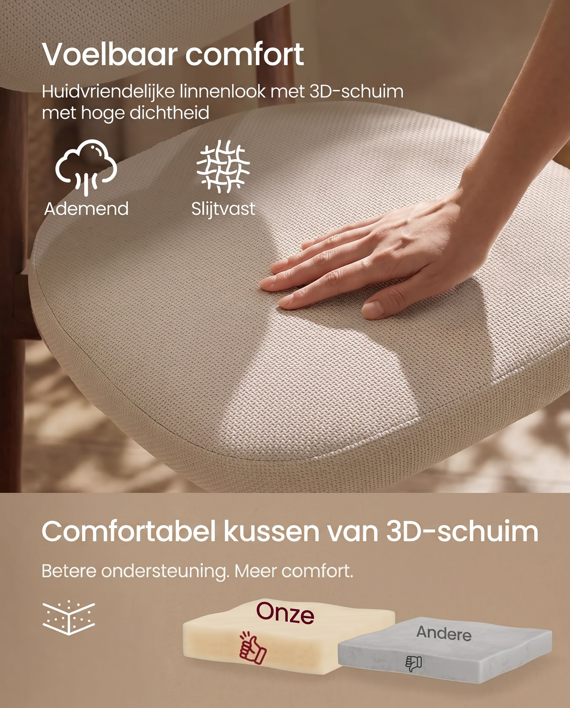 Voelbaar comfort: ademende linnenlook met 3D-schuim