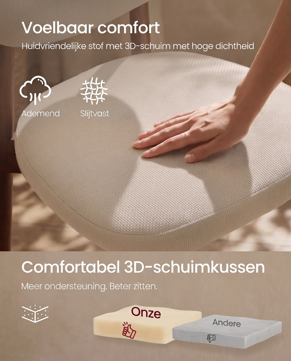 Voelbaar comfort: ademende stof met 3D-schuim met hoge dichtheid