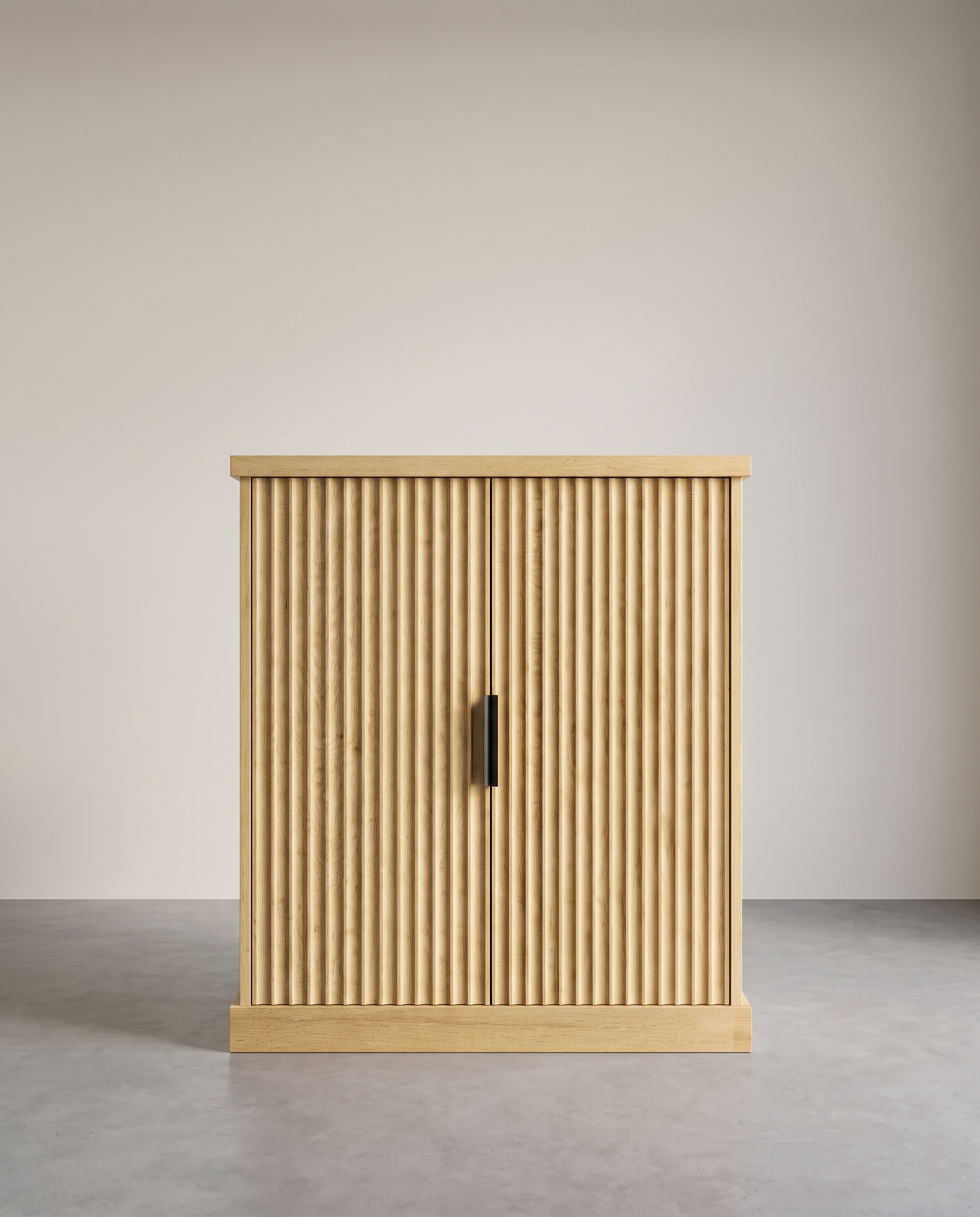 Dressoir met geribbelde deuren in eikenbeige, MAXE-collectie