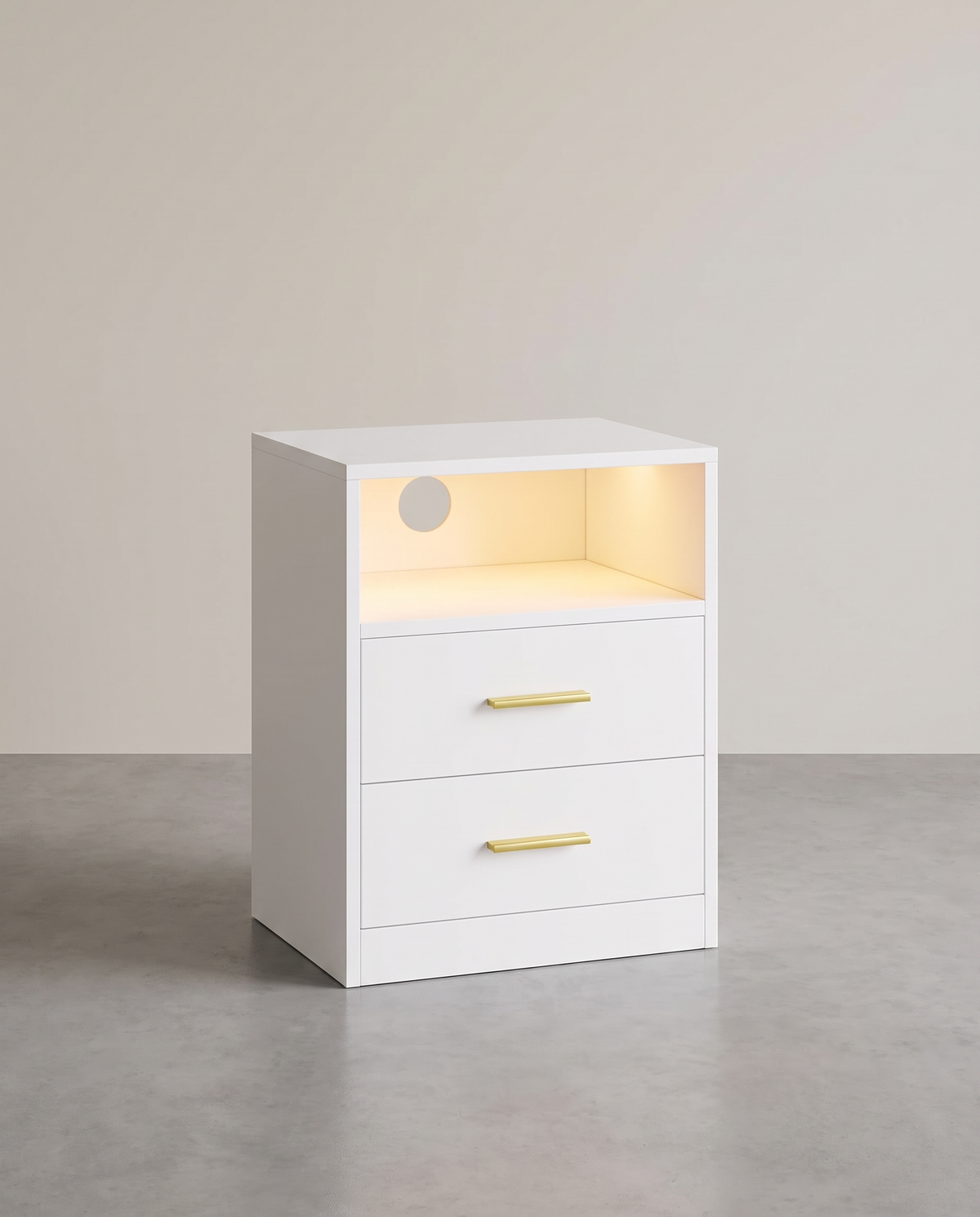 Nachtkastje met Laadstation en LED-Verlichting – Custos Collectie – 2 Lades – Los of Set van 2