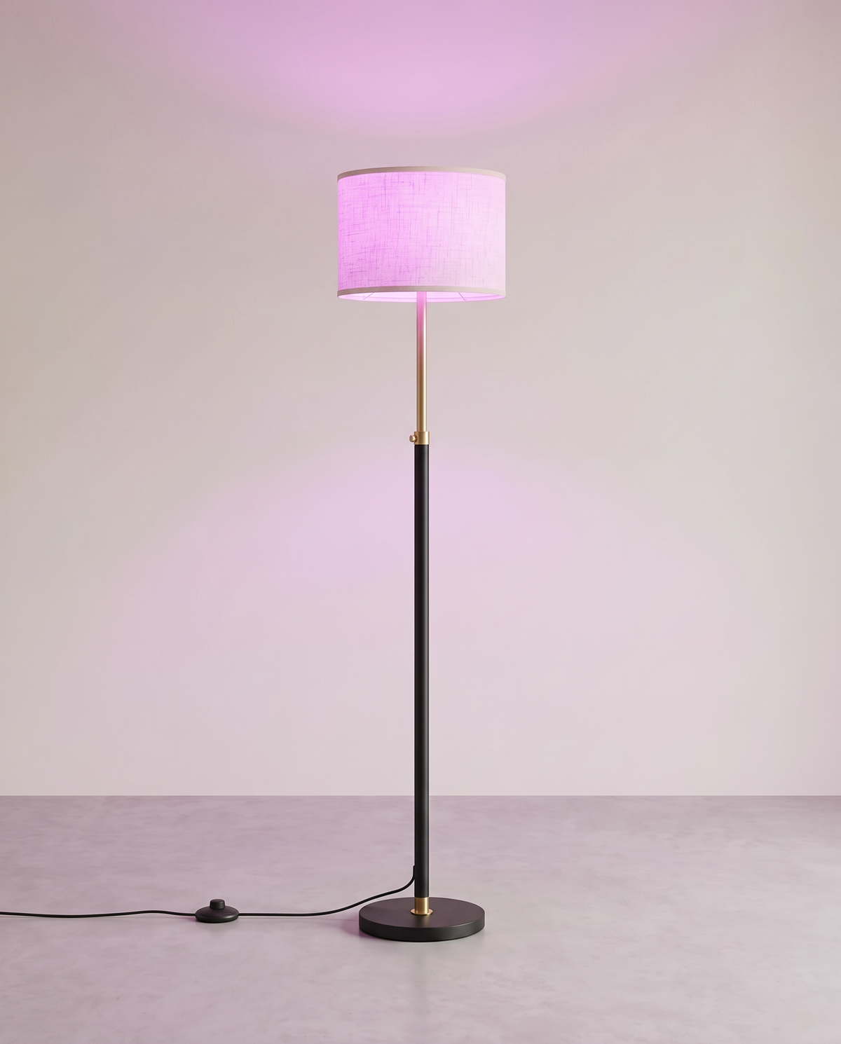 Staande Lamp met Stoffen Lampenkap – Verstelbare Hoogte – Inclusief LED-lamp – Goud-Zwart