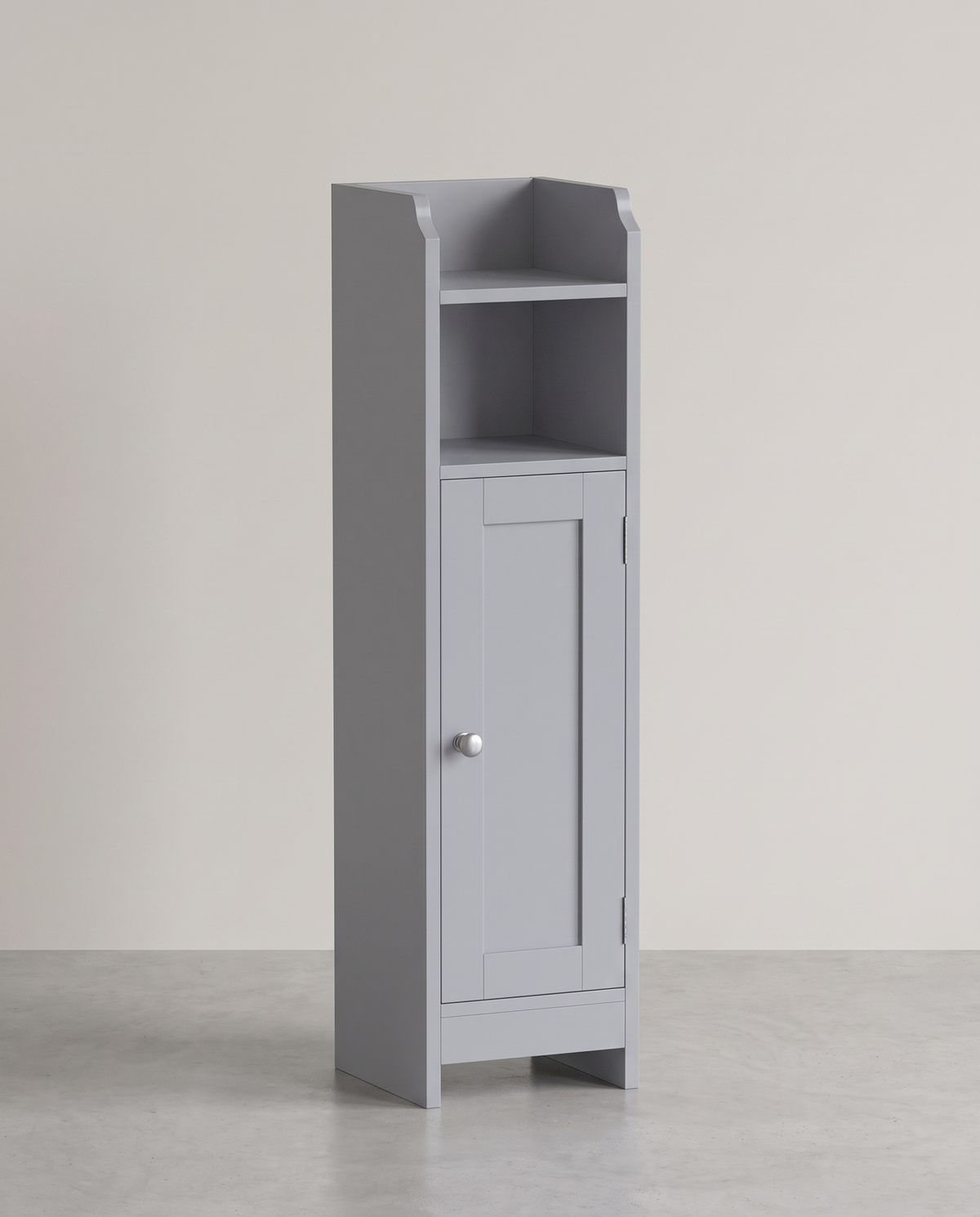 Smalle Badkamerkast met Deur – 2 Open Vakken & Verstelbare Planken – 18 cm Breed – 80 cm Hoog