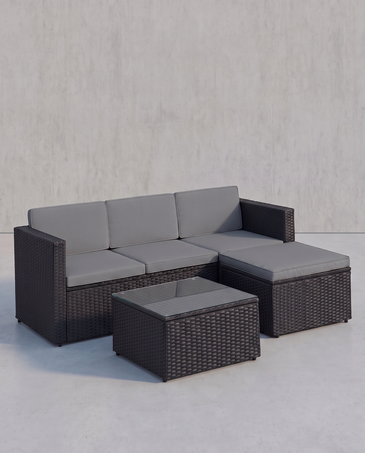 Loungeset met Tafel - Tuinbank - Tuinset - Polyrattan Tuinmeubelset