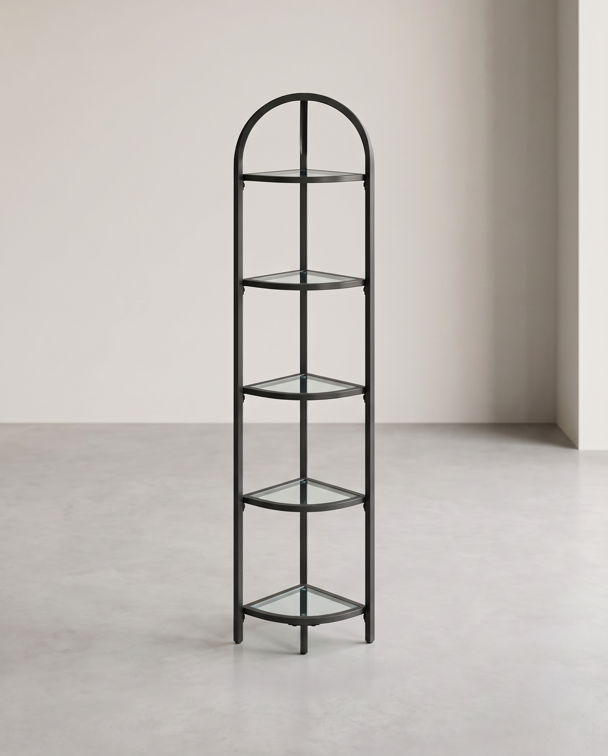 Hoekplank – 3 niveaus – Planken van gehard glas – Stalen frame - Zwart