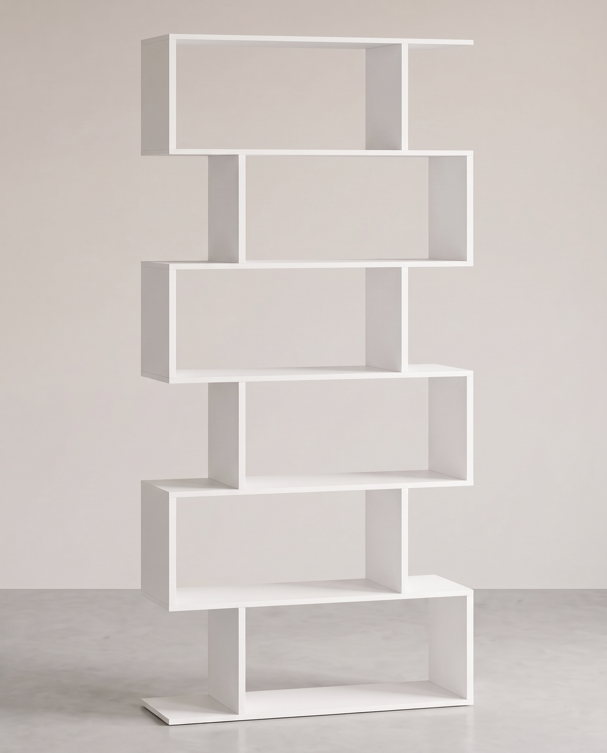 S-vormige Boekenkast – Open Zigzag Kast met 5 of 6 Niveaus – Spaanplaat – 40 of 70 cm Breed