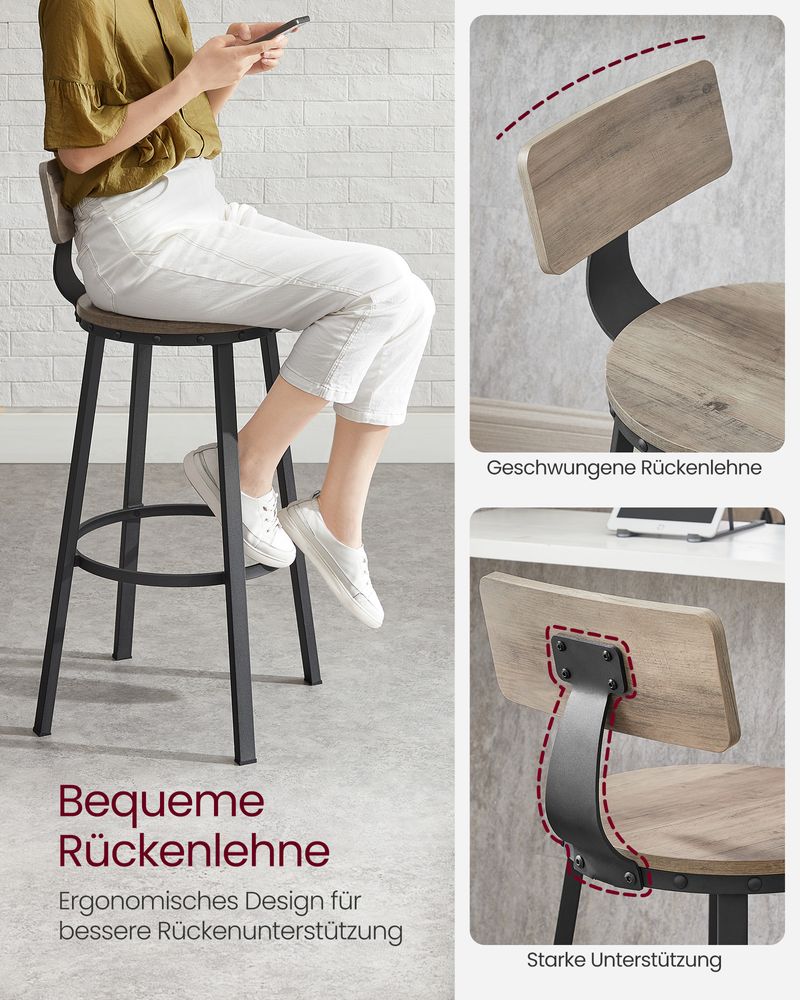 Industriële Barstoelen - Set van 2 - Vintage Houten Zitvlak - De Vries Meubels