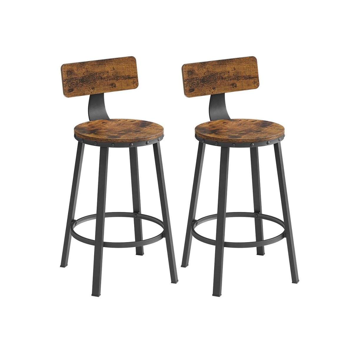 Industriële Barstoelen - Set van 2 - Vintage Houten Zitvlak - De Vries Meubels