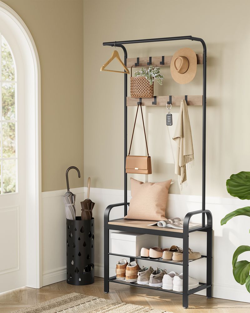 Kapstok met Schoenenrek – Industrieel Design – Hout & Metaal - De Vries Meubels
