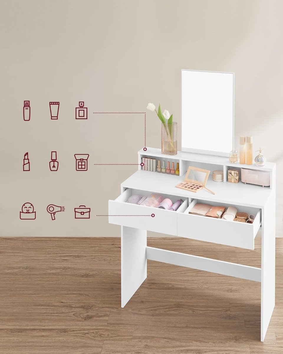 Kaptafel met Laden - Make - up Tafel - Wit - De Vries Meubels