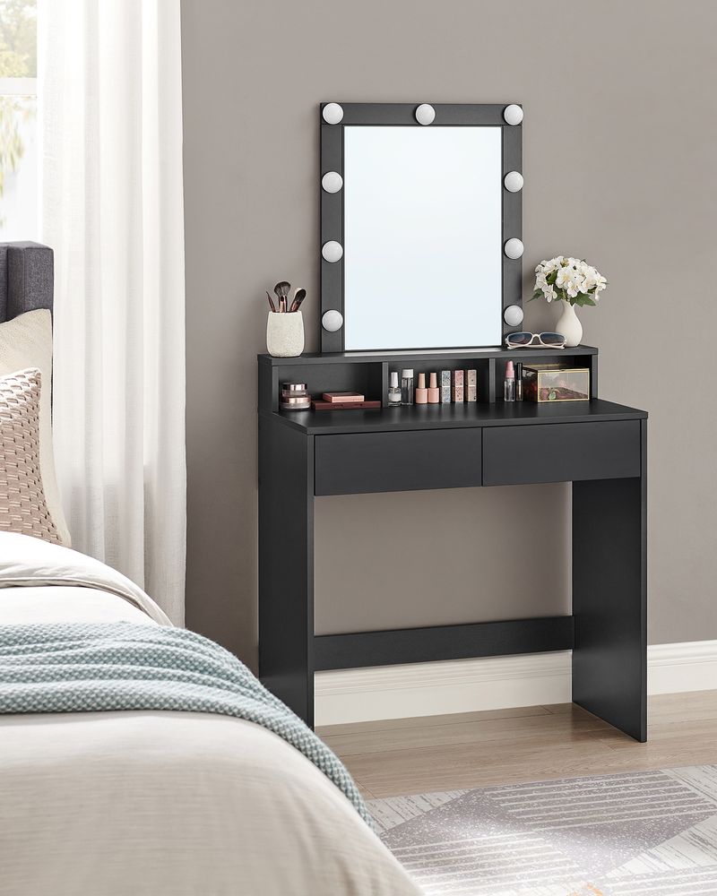 Kaptafel met Verlichting - Make - up tafel - Kaptafel met Lade en Spiegel - De Vries Meubels
