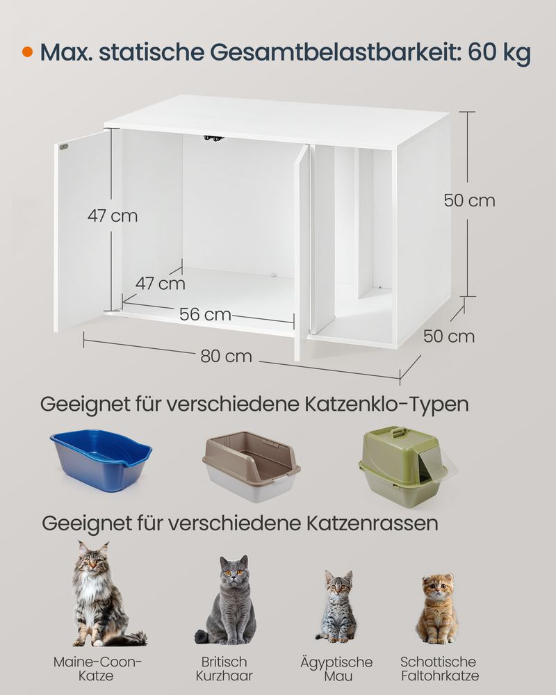 Kattenbak Kast met Push - to - Open Deuren - Kattenhuis - De Vries Meubels