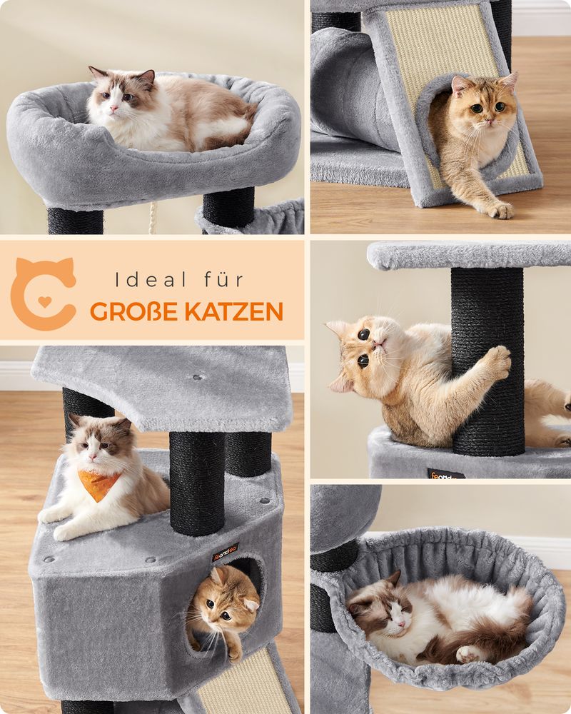 Krabpaal met Speeltunnel - Kattentoren met Hangmat - Kattenboom met Pluche Ligplekken - De Vries Meubels