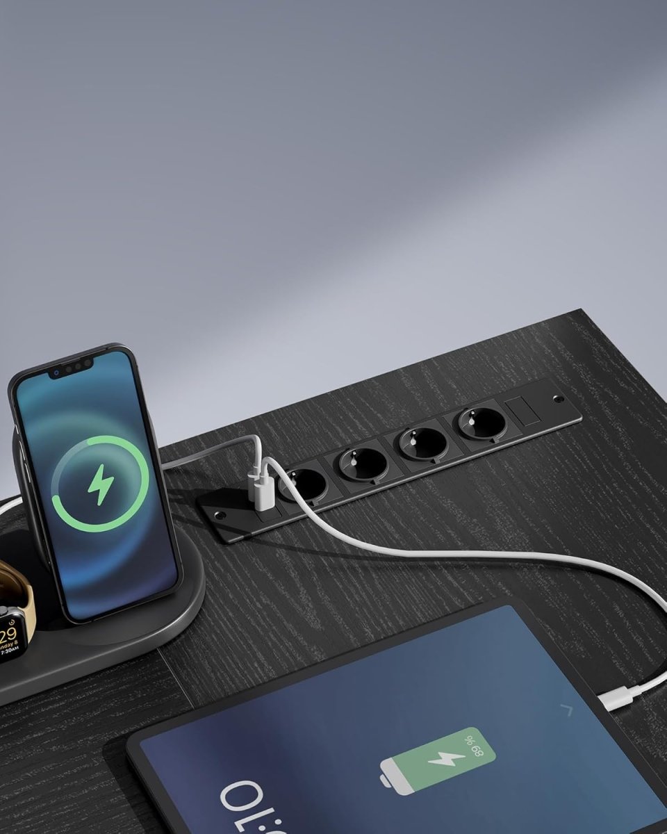 L - vormig Hoekbureau met LED - Verlichting & Stopcontacten - USB - Poorten - Gamebureau - De Vries Meubels